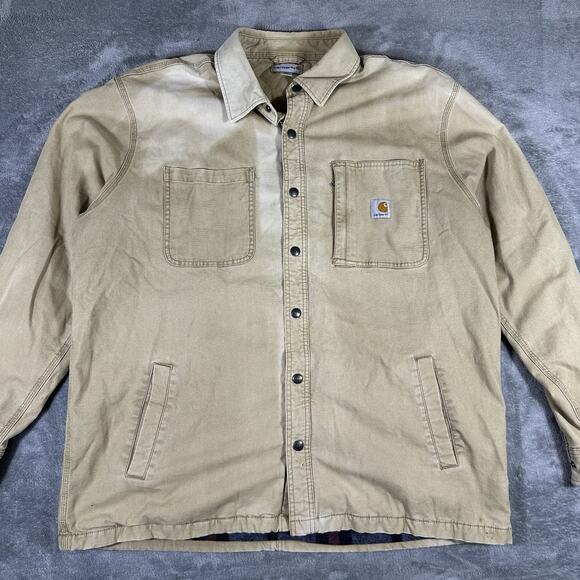 Carhartt Other - Carhartt Men's XL Chore Coat Beige Canvas Button Workwear Jacket Blanket Lined